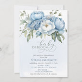 Invitation Bébé en Fleur bleu Baby shower Floral Garçon (Devant)