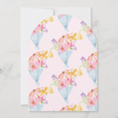 Invitation Bébé en Fleur Bleu blanc et Baby shower rose (Dos)