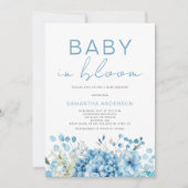 Invitation Bébé En Fleur Bleu Floral Baby shower Garçon (Devant)
