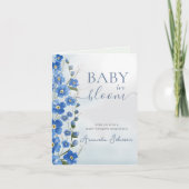 Invitation Bébé en Fleur Bleu Floral Douche (Devant)