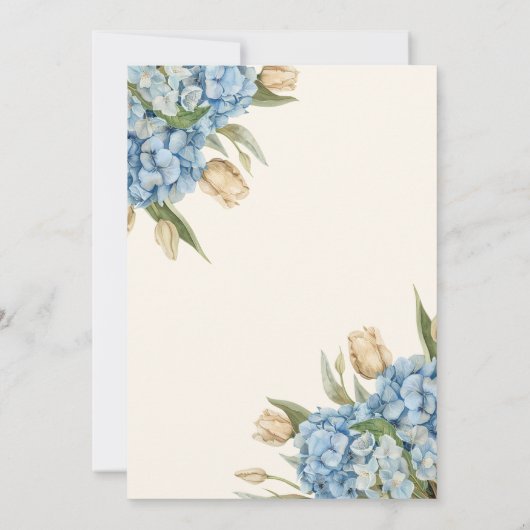 Invitation Bébé en Fleur Bleu Garçon bébé (Dos)