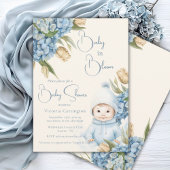 Invitation Bébé en Fleur Bleu Garçon bébé