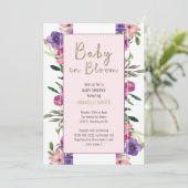 Invitation Bébé en Fleur Blush Floral Aquarelle Baby shower (Debout devant)