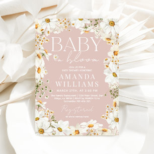 Invitation Bébé en Fleur Blush rose pâle Bébé Fille Douche