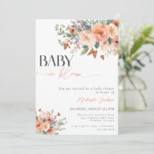 Invitation Bébé en Fleur Boho Aquarelle Fleur sauvage douche (Debout devant)
