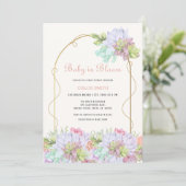 Invitation Bébé En Fleur Boho Arch Baby shower Cactus (Debout devant)