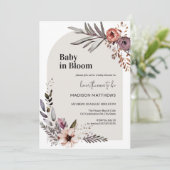 Invitation Bébé en Fleur Boho Baby shower Floral (Debout devant)