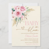 Invitation Bébé En Fleur Boho Baby shower Floral Rose (Devant)