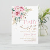 Invitation Bébé En Fleur Boho Blush Baby shower Floral Rose (Debout devant)