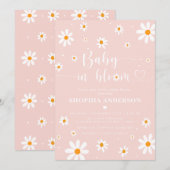 Invitation Bébé En Fleur Boho Blush Daisy Floral Girl Douche (Devant / Derrière)