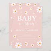 Invitation Bébé En Fleur Boho Blush Daisy Floral Girl Douche (Devant / Derrière)