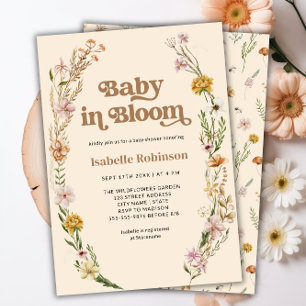 Invitation Bébé en Fleur Boho Chic Baby shower Floral