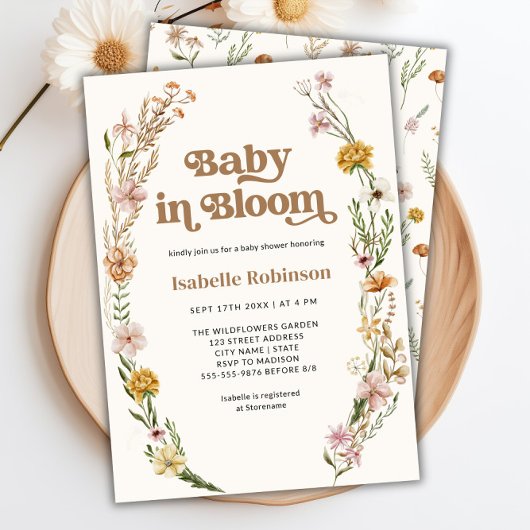 Invitation Bébé en Fleur Boho Chic Floral Baby shower