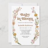 Invitation Bébé en Fleur Boho Chic Floral Baby shower rose (Devant)