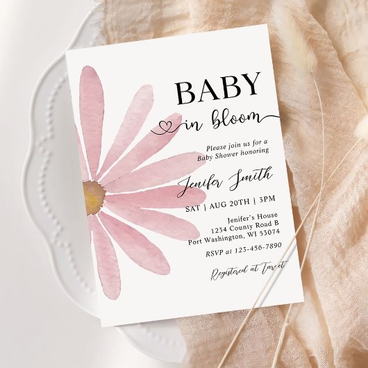 Invitation Bébé En Fleur Boho Daisy Floral Fille Douche