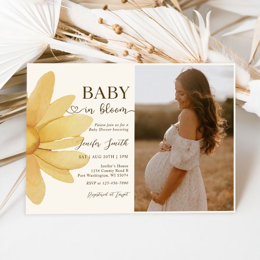 Invitation Bébé En Fleur Boho Daisy Floral Girl Douche Photo