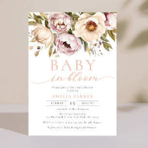 Invitation Bébé En Fleur Boho Floral Peonies Baby shower fill