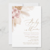 Invitation Bébé en Fleur Boho Pampas Grass Baby shower fille (Devant)