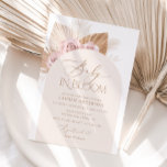 Invitation Bébé en Fleur Boho Pampas Grass Baby shower fille<br><div class="desc">Invitations amis et famille à partager dans la joie de l'arrivée de votre petit avec cette invitation baby shower,  avec feuillage tropical et fleurs roses.</div>