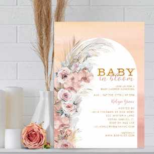 Invitation Bébé En Fleur Boho Pampas Grass Baby shower fille