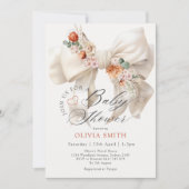 Invitation Bébé en fleur Bow blanc Chute Baby shower floral (Devant)