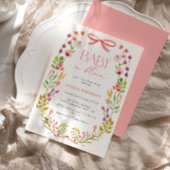 Invitation Bébé en Fleur Bow rose Baby shower de jardin fleur