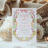 Invitation Bébé en Fleur Bow rose Baby shower de jardin fleur