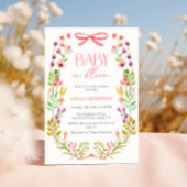 Invitation Bébé en Fleur Bow rose Baby shower de jardin fleur
