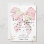 Invitation Bébé En Fleur Bow Rose & Baby shower Floral (Devant)