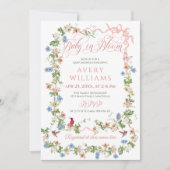 Invitation Bébé en Fleur Bow rose Baby shower Floral Fille (Devant)