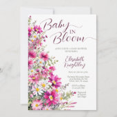 Invitation Bébé en Fleur Bright rose Floral Baby shower fille (Devant)