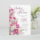 Invitation Bébé en Fleur Bright rose Floral Baby shower fille (Debout devant)