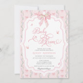 Invitation Bébé En Fleur Coquette Baby shower Bow Rose (Devant)