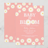 Invitation Bébé en Fleur Daisy Baby shower rose floral (Devant / Derrière)