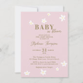 Invitation Bébé en Fleur Daisy Printemps Boho rose Fille Douc (Devant)