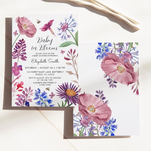 Invitation Bébé en fleur d'aquarelle Baby shower