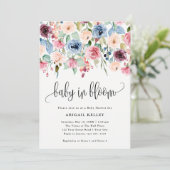 Invitation Bébé en fleur d'aquarelle en fleur Baby shower fro (Debout devant)