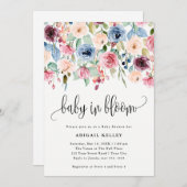 Invitation Bébé en fleur d'aquarelle en fleur Baby shower fro (Devant / Derrière)