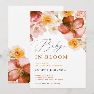 Invitation Bébé en Fleur d'automne chic Baby shower fille