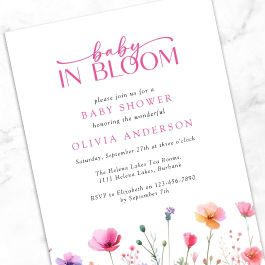 Invitation Bébé en Fleur de Fleur de Fleur de Fleur de Fleur 