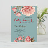 Invitation Bébé en fleur Delicate Baby shower rose (Debout devant)