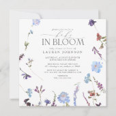 Invitation Bébé En Fleur Dusty Bleu Aquarelle Douche Florale (Devant)