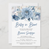 Invitation Bébé en Fleur Dusty Blue Floral Baby shower (Devant)