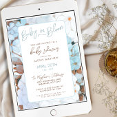 Invitation Bébé en Fleur Dusty Blue Floral Baby shower