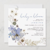 Invitation Bébé En Fleur Dusty Blue Floral Baby shower (Devant)