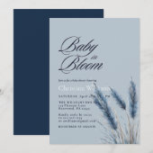 Invitation Bébé en Fleur Dusty Blue Pampas Baby shower (Devant / Derrière)