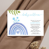 Invitation bébé en fleur élégant baby shower arc-en-ciel bleu