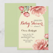 Invitation Bébé en fleur Élégant Baby shower rose en (Devant / Derrière)