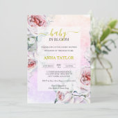 Invitation Bébé en fleur Élégant Baby shower rose floral (Debout devant)