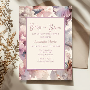 Invitation Bébé en fleur ! Élégant Chic Blush Rose Floral Bab